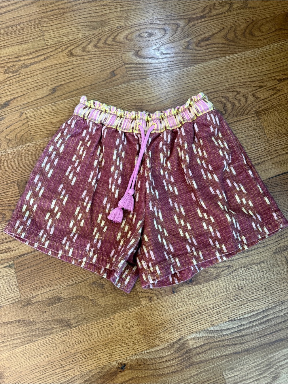 Aerie Ikat Print Tassel Pull-On Shorts Size Small 100% Cotton